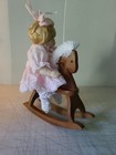 Vintage Porcelain Doll On Wooden Rocking Horse. 14" Tall. Perfect Condition — photo 3
