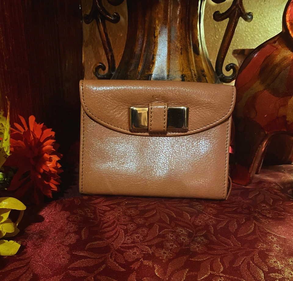 Chloe Metal Ribbon Leather Wallet Daily planner Agenda Organizer - image 2 of 4