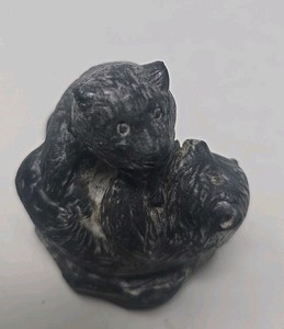 The Wolf Sculptures Original Hand Carved Soapstone Bear Cubs Playing Canada VTG