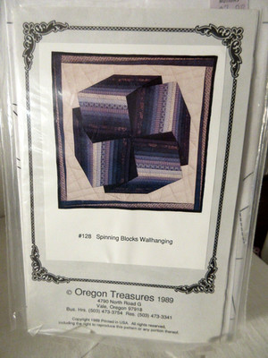 Vtg Oregon Treasures SPINNING BLOCKS WALL HANGING/QUILT Pattern #128 33 x 33''