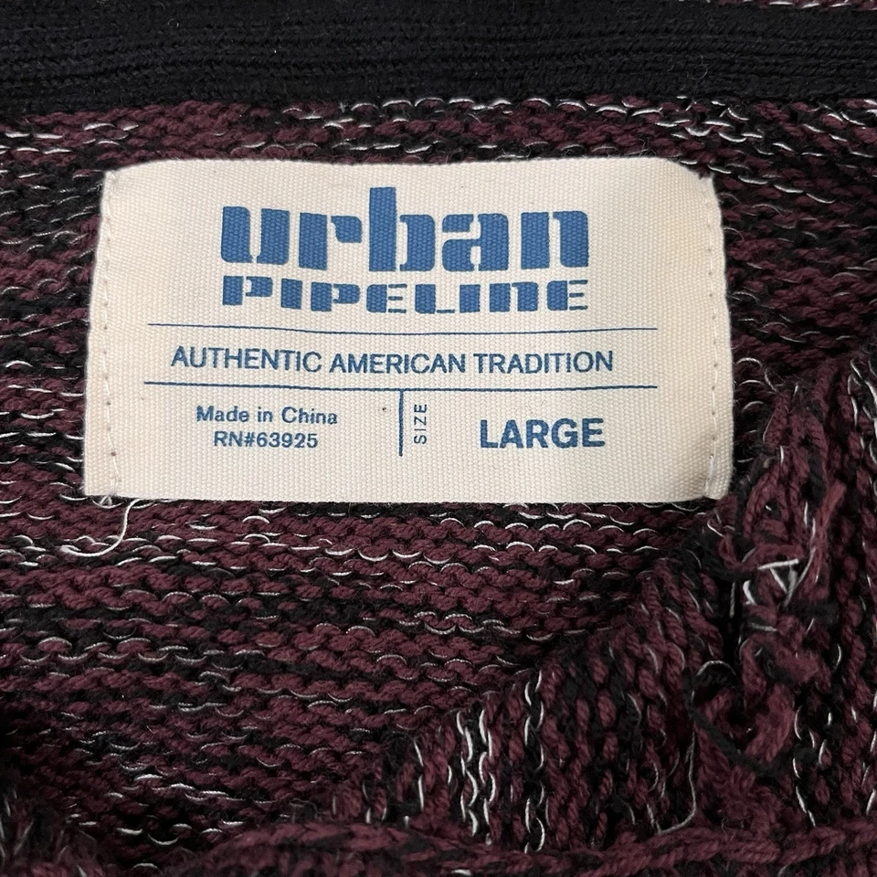 Suéter con Capucha Urban Pipeline Para Hombre L Borgoña 3 Botones Henley Canguro Bolsillo Foto 4 de 4