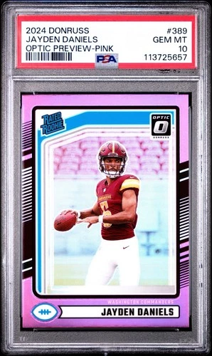 2024 Panini Donruss Optic Jayden Daniels Preview Pink Rated Rookie PSA 10