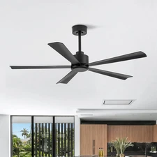 52 Inch Black/Gold Ceiling Fan with Remote Without