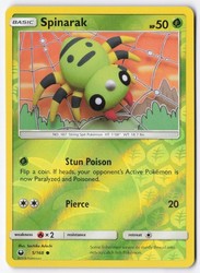 Spinarak 5/168 Reverse Holo Common Sun & Moon: Celestial Storm