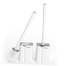 Toilet Brush and Holder Set Pack Toilet Scrubber, Compact Size 2 White Classic