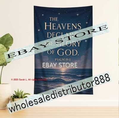 Tapestry Heavens Declare Glory Ocean night sky faith Streamer Backdrop 39X59 in