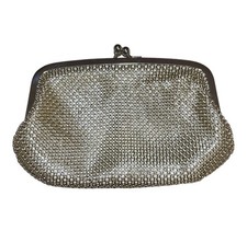 Jessica McClintock Silver Metallic Satin Evening Bag with Chain Strap Formal