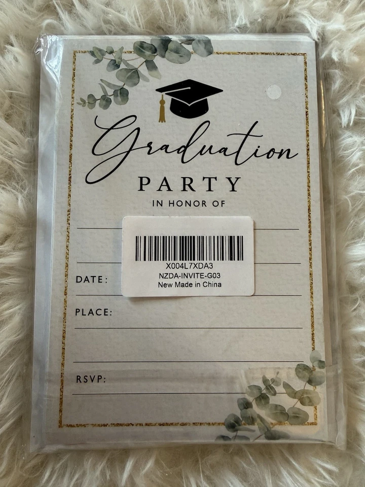 Nuevas Invitaciones de Graduación 4"X6" 2025-20 Tarjetas y 20 Sobres - Fiesta Graduada 2025 Foto 3 de 3