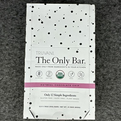 Truvani The Only Bar Oatmeal Chocolate Chip 12 Pack Vegan EXP 6/21/2026