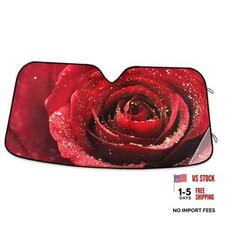 Car Windshield Sun Shade for Front Flowers 3D Raindrop 55 27.6inch Red Rose