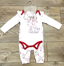 Chickpea Baby Girl 3PC outfit 6/9M Daddy Is My Valentine Bodysuite Heart Legging