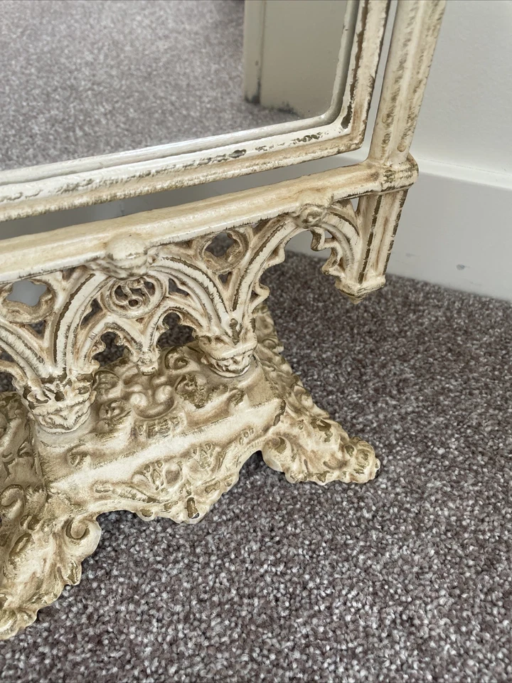 Antique French Gothic Cast Iron Cathedral Window Style Swing Table Mirror 16” - Image 3 of 4