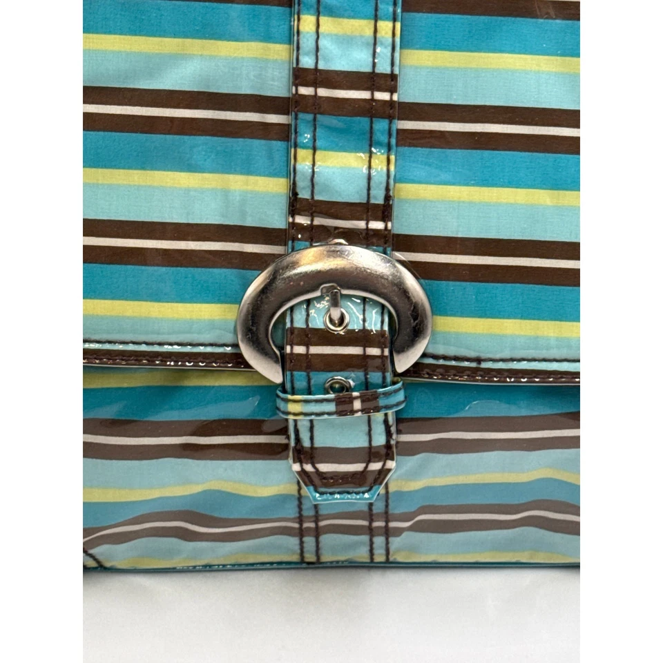 Kalencom · Buckle Messenger Diaper Bag Set · Laminated Striped · Turquoise/Brown - Image 2 of 4
