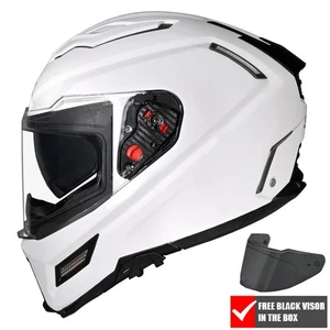 SMK Agnar Unicolour GL100 Full Face Moto Motorcycle Motorbike Helmet White