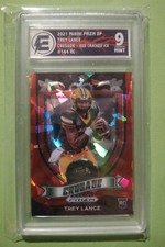 Trey Lance Graded Mint 9, 2021 Prizm Draft Crusade Red Cracked Ice, Electric...