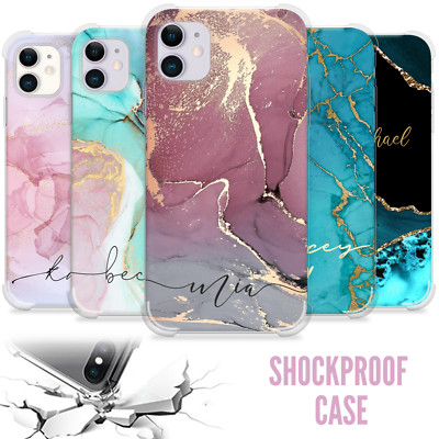 Personalisierte Handyhülle Marmor für iPhone 11 12 14 15 13 16 Name Silikon Cover