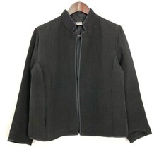 Chico s Silk Blend Melange Jacket Women s Size M Textured Crepe Stand Collar