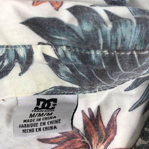 Vintage Hawaiian Shirt DC Skate Sz M Tropical Palms Bird of Paradise beach - 第 3/5 張圖片