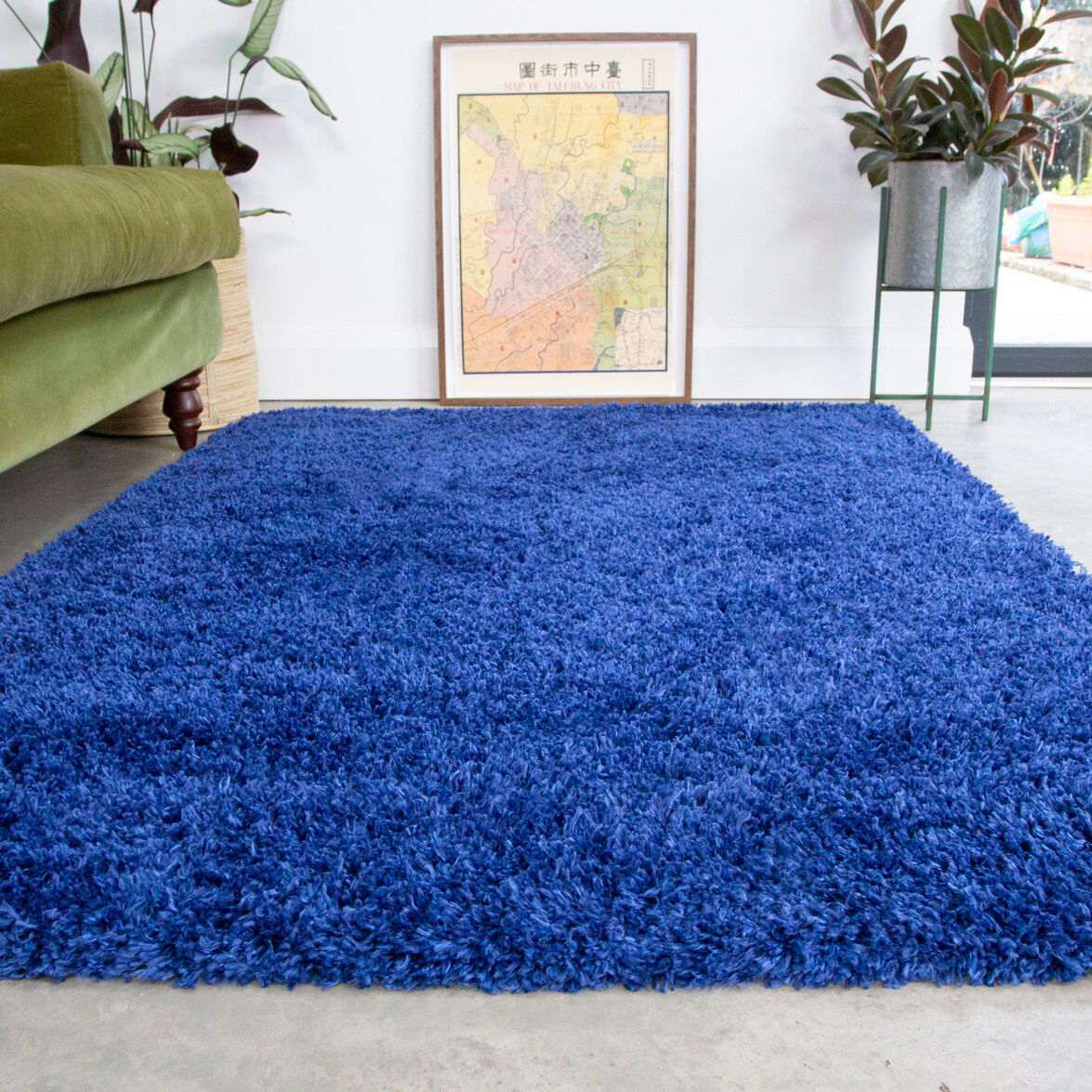 Quality Navy Blue Shaggy Rugs Thick Deep Soft Anti Shed Living Room