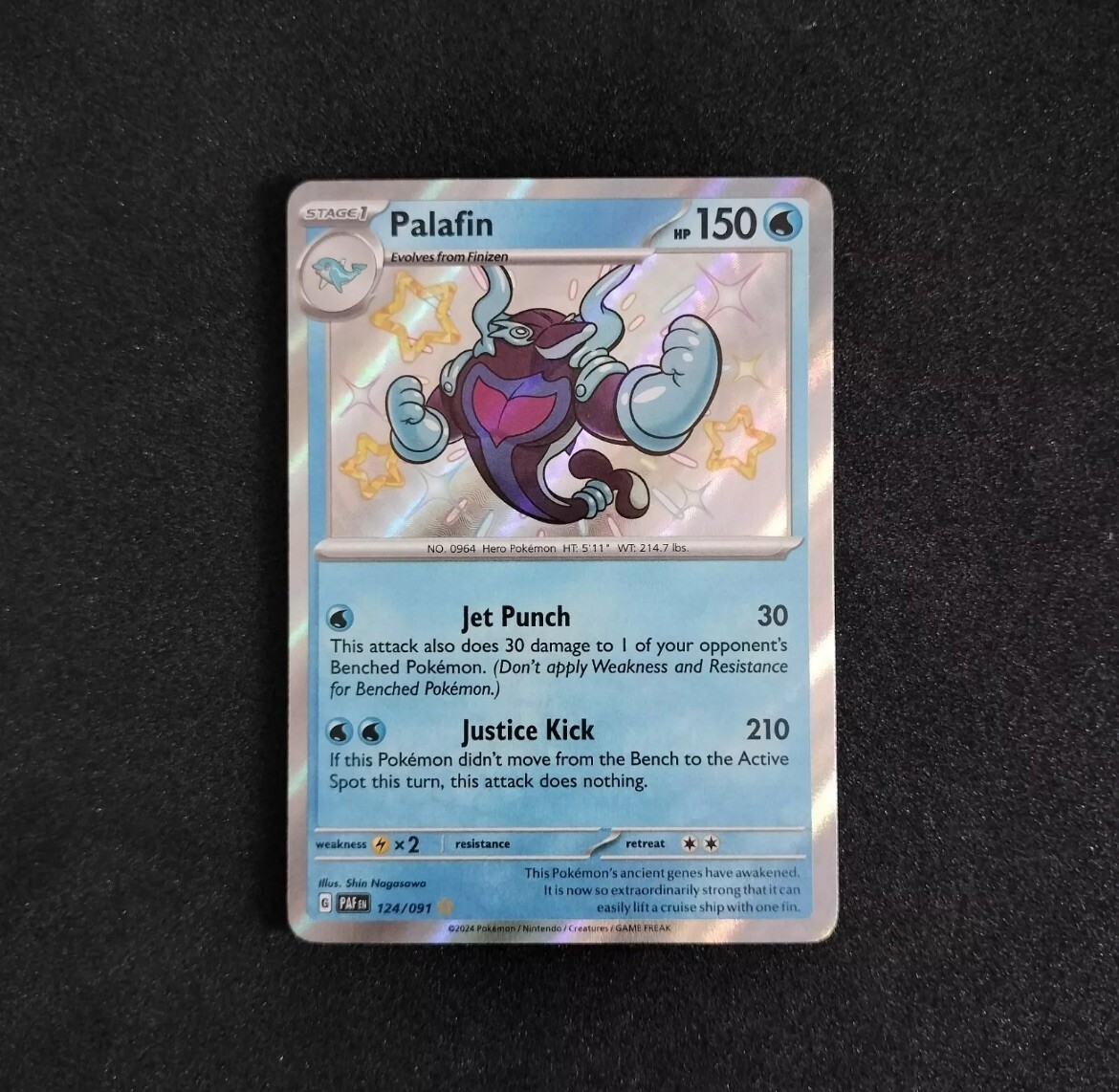 Palafin 124/091 Shiny Rare Paldean Fates Pokemon Card TCG NM