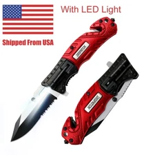 8" Military Tactical Spring Folding Assisted Rescue Pocket Knife Multi Tool