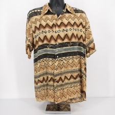 Vintage Monzini Collection Hawaiian Shirt Mens Size Medium Abstract Art Rayon