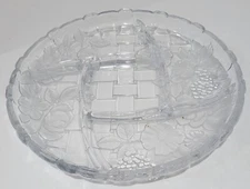 Crystal Clear Industries Napoli 12” Frosted Crystal Chip & Dip Tray ~Grapes~Mint
