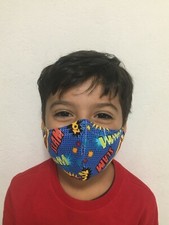 Cartoon print Adults and Kids Reusable Cotton Face Mask. 2 Layers. Filter Slot.