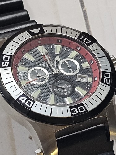 Swiss Military Calibre Men's Hawk Chrono Black Dial / Red Bezel Watch Untested - Picture 4 of 9