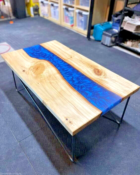 Blue Epoxy Resin Sofa Center Epoxy Table Top, Christmas Eve Sale Home Decors