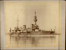 France, Marine Militaire, Navire Le Brennus, vintage albumine print vintage albu