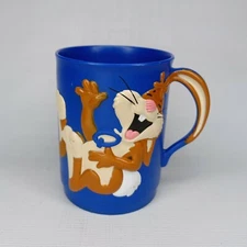 Vintage 80's Nestle Quik 3D Bunny Rabbit Blue Plastic Chocolate Mug Cup