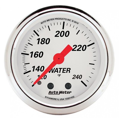 AutoMeter 1332 Arctic White 2-1/16'' Mech Water Temperature Gauge 120-240 Degree