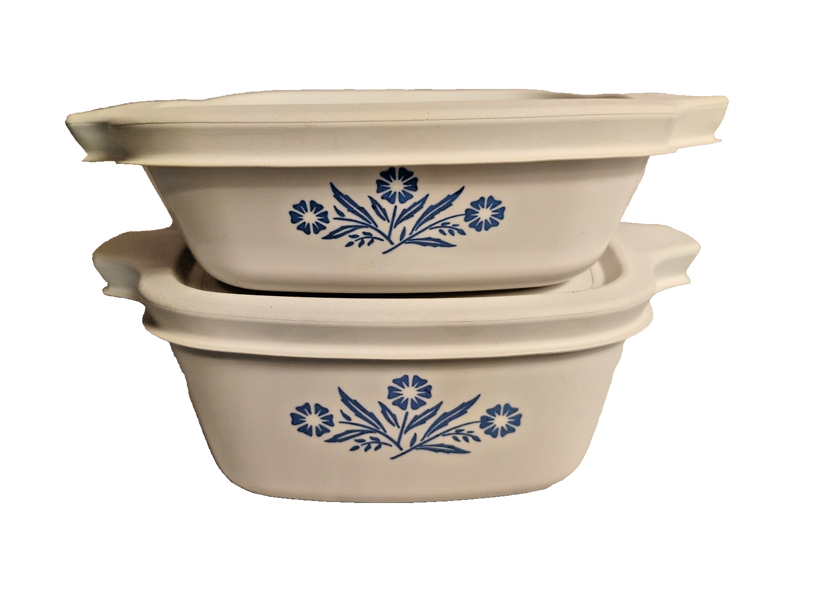 Vtg 2pc Lot Corningware Bowls W/Lids P-44-B P-41-B Cornflower 1 3/4 & 2 3/4 Cup