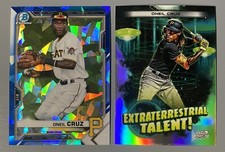 2 Oneil Cruz: 2021 Bowman Chrome Sapphire, 2023 Topps Cosmic Chrome ET #ET-23