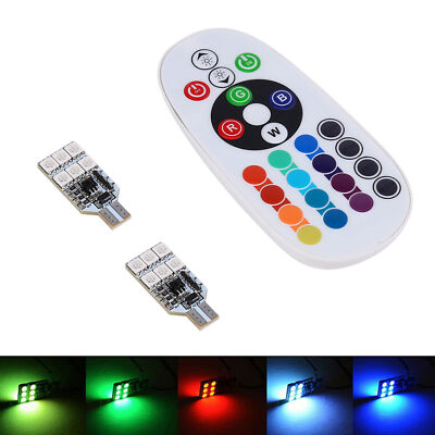 2 Stück RGB LED T10 168 194 2825 W5W Map Dome 16 Farben Glühbirnen Fernbedienung