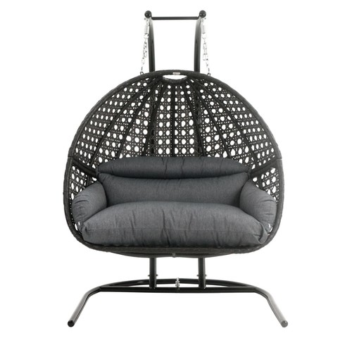 Island Gale Upgraded Luxury Double Seat Outdoor Patio Hanging Wicker Swing Chair - Bild 2 von 12