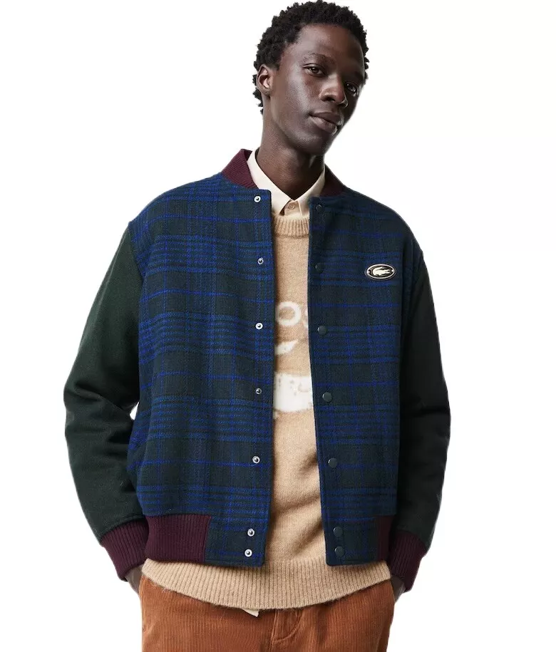 460 Lacoste Men s Branded Back Varsity Wool Blended Jacket XL