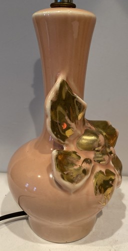 MCM Lamps Gilt Pink Ceramic With Gold Flower Pedals Pair of 8.5” Tall Gorgeous - 第 11/15 張圖片