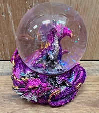 Dragon Purple Snow Globe Resin/Glass 4" x 4"