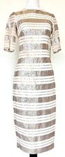 VINCE CAMUTO Retails $228 Sequin Stripe Midi Dress in Champagne Size 0
