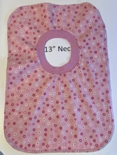 Bib 13" Neck Pull Over Head T-Shirt Special Needs Drool Cotton pink flowers