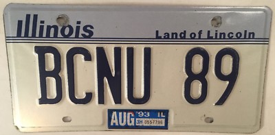 Vanity BCNU BE SEEING YOU 1989 license plate goodbye farewell bye later 89