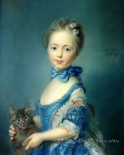 Little Girl & Cat Oil painting Wall Art HD Giclee Printed on canvas P668