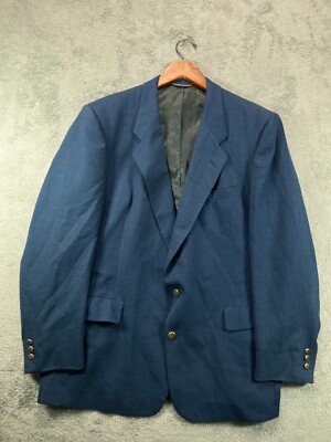 Mens 46 VTG Christian Dior Jacket Blazer Sport Coat Navy Nailhead USA Gold Buttn