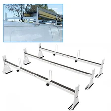 For Chevy Express 2500/3500 1996-up Steel White Cargo Van Roof Ladder Rack 3 bar