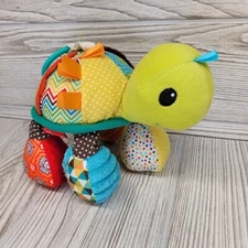 Infantino Topsy Turtle Plush Baby Toy Crinkle Clip Rattle Mirror Crib Car Seat 2