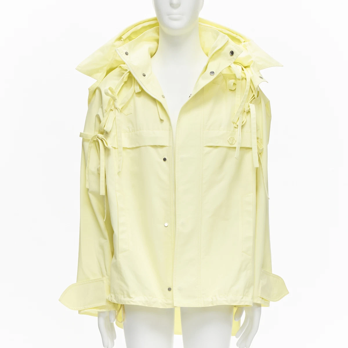 rare LOUIS VUITTON 2020 Runway yellow detachable tie sleeves parka jacket  FR46 S