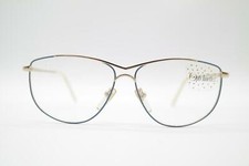 Vintage Opti Glasses 3767 44 Gold Blue Oval Eyeglasses Frame NOS