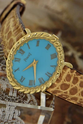 Extravagante seltene Piaget mit Türkis-Zifferblatt in 18Kt Gold-Gehäuse - Bild 1 von 3